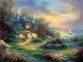 Style of Thomas Kinkade Framed Canvas Scenery Morning Memory seascape